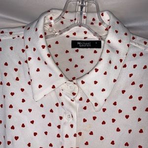 Michael Lauren Long Sleeve Button Down Red Hearts